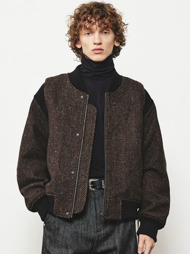 Virgin Wool Herringbone Bomber Jacket _Brown - MMIC - Modalova