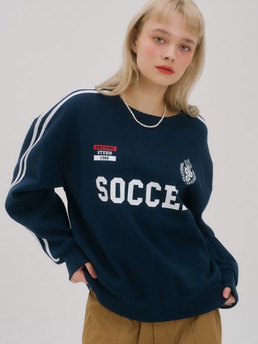 Soccer Uniform Line Point Sweatshirt_Deep Blue - Awesomestudio - Modalova