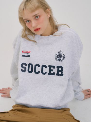 Soccer Uniform Line Point Sweatshirt_White Gray - Awesomestudio - Modalova