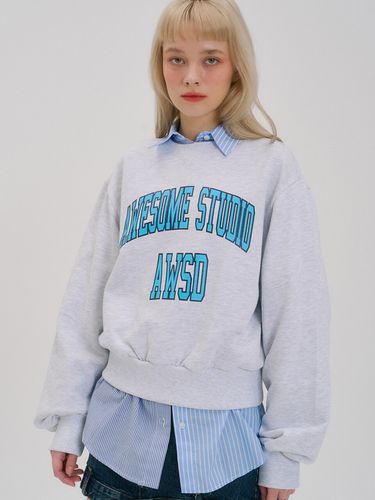 Awesome Artwork Crop Sweatshirt_White Gray - Awesomestudio - Modalova