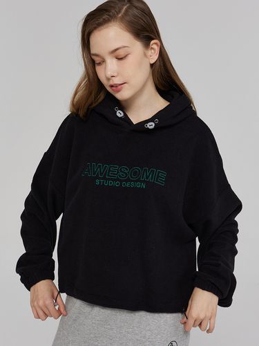 Fleece Crop Hooded Sweatshirt_Black - Awesomestudio - Modalova