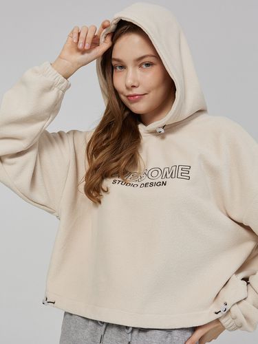 Fleece Crop Hooded Sweatshirt_Beige - Awesomestudio - Modalova