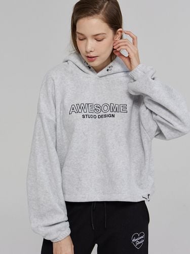 Fleece Crop Hooded Sweatshirt_Gray - Awesomestudio - Modalova