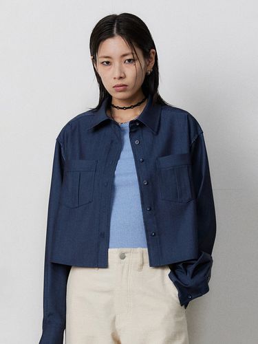 Woman) Cropped Spread Shirt _ Navy - MMIC - Modalova