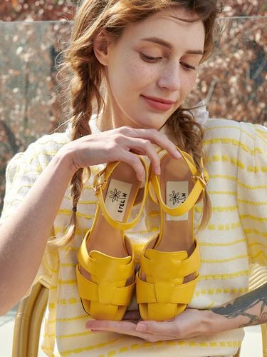 Monaco Fisherman Leather Sandals_Pop Yellow - ETELIN - Modalova