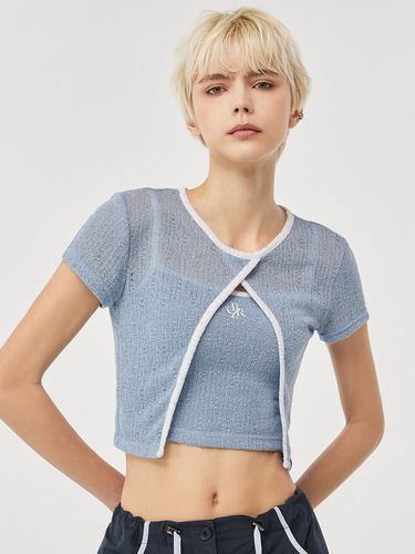 Cut Out Linen Layered T-shirt _ - CITYBREEZE - Modalova