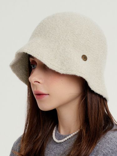 Wool Blended Plain Bucket Hat Annie_7Colors - WHITE SANDS - Modalova