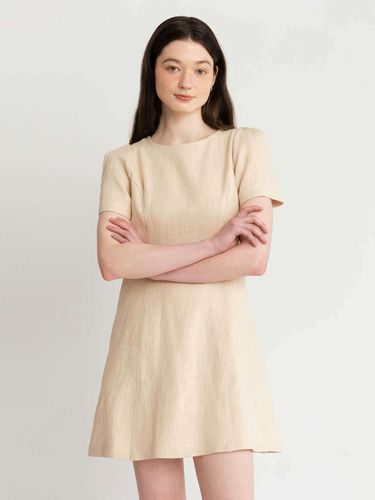 Puff Sleeve Linen Mini Dress [] - AMONG - Modalova