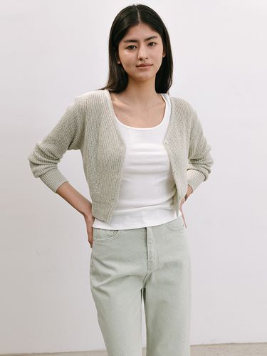 V-neck Crop Cardigan _ Khaki - Laminez - Modalova