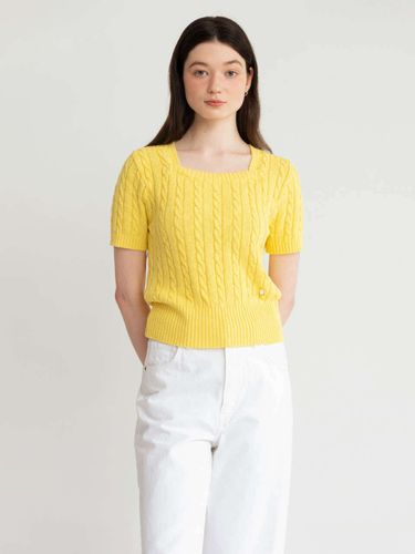 Square Neck Cable Half Sleeve Knit [] - AMONG - Modalova