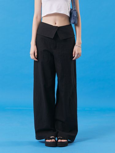 Linen High-waisted Wide Slacks Pants_Black - KOLEAT - Modalova