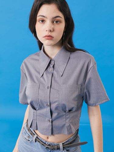 Cooling Airy Cropped Slim Shirt_Gray - KOLEAT - Modalova