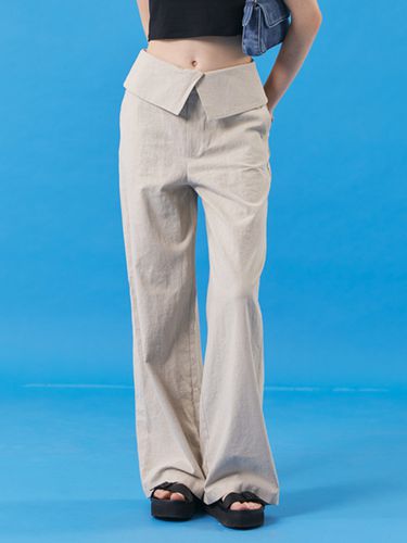 Linen High-waisted Wide Slacks Pants - KOLEAT - Modalova