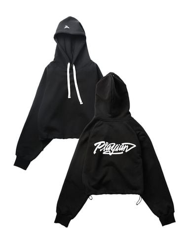 Graffiti Crop Hoodie_Black - PLAYIAN - Modalova