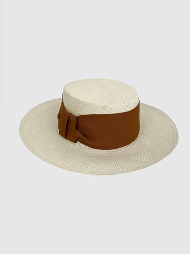 French Bold Ribbon Panama Hat Boater - YHEL - Modalova