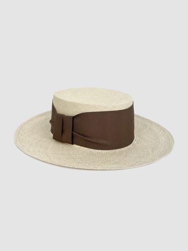 French Bold Ribbon Panama Hat Boater - YHEL - Modalova