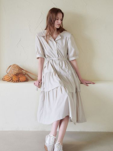 Sailor Collar Flare Dress_Beige - HACIE - Modalova