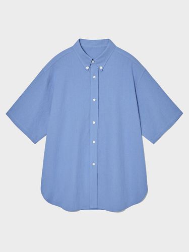 Linen Overfit Half Shirt (Sky Blue) - V2 - Modalova