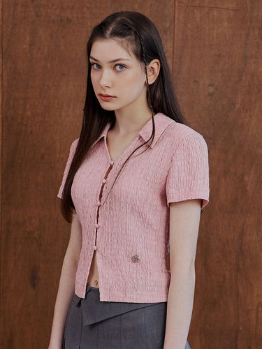 Crinkle Collar Blouse _ Pink - CITYBREEZE - Modalova