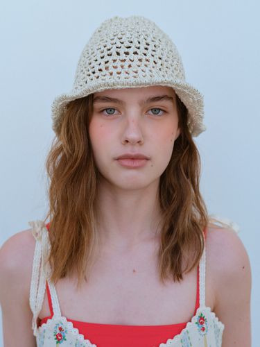 Uneven Knit Bucket Hat_Melange Beige - FUNFROMFUN - Modalova