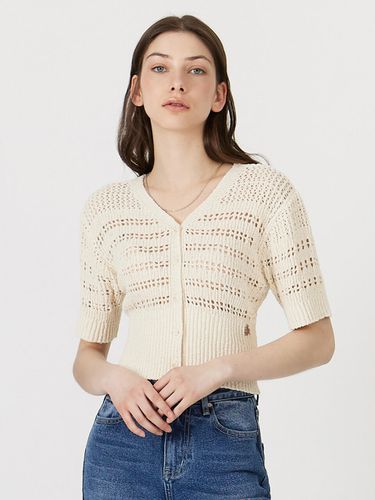 Crochet Button Up Short Sleeve Cardigan - CITYBREEZE - Modalova