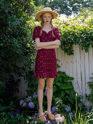 Vintage Wine Floral Dress - DUNDROP - Modalova