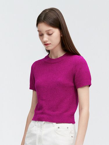 Boucle Round Neck Cropped Sweater - MONGDOL - Modalova