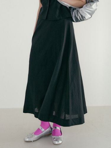 TIR Flared Linen Skirt - Black - REORG - Modalova