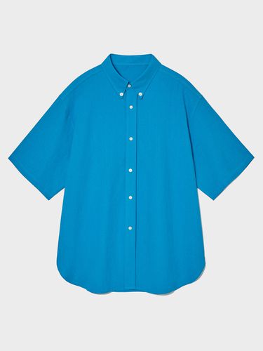 Linen Overfit Half Shirt (Blue) - V2 - Modalova