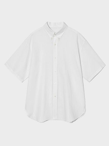 Linen Overfit Half Shirt (White) - V2 - Modalova