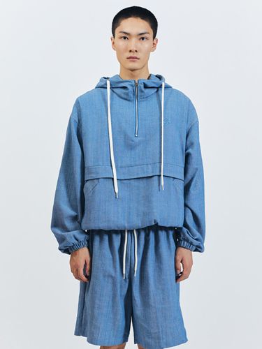 Denim Anorak Zip-Up Hoodie_Light Blue - SEARCH410 - Modalova