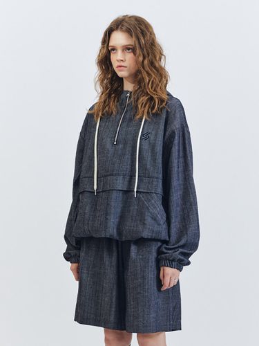 Denim Anorak Zip-Up Hoodie_Indigo - SEARCH410 - Modalova