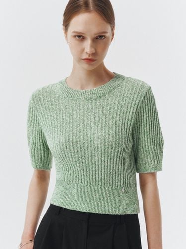 Color Mix Short Sleeve Knit Pullover_Green - ARTID - Modalova