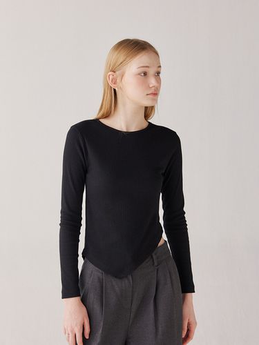 Asymmetrical Ribbed Shirt_Black - ITOV SEOUL - Modalova