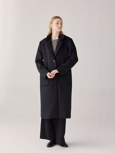 Collar Fur Wool Long Coat - ITOV SEOUL - Modalova