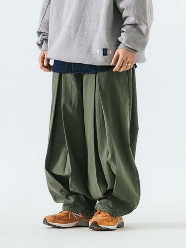 Long Tuck Wing Balloon Pants_Khaki - ANGLAN - Modalova