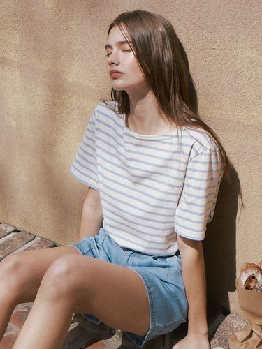 Half Sleeve Stripe T-shirt _4 Colors - FRRW - Modalova