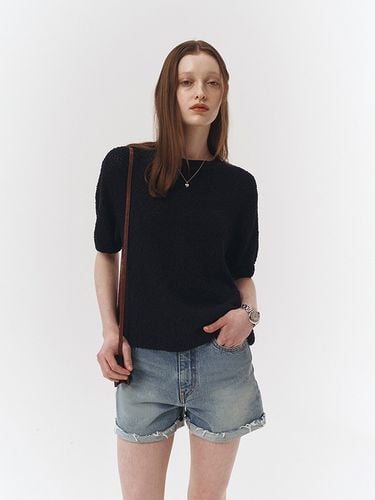 Raw Edge Turn Up Denim Shorts_Brushed Blue - Dunst for WOMEN - Modalova