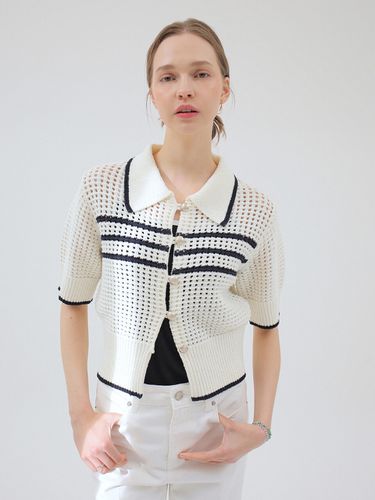 Stripe-pattern Collared Cardigan - on&on - Modalova