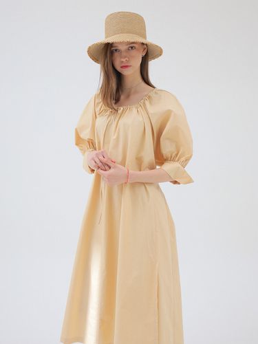 Shirred-neck Puff-sleeve Dress - on&on - Modalova