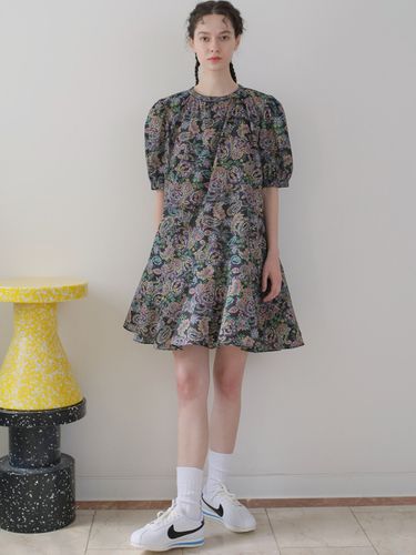 Paisley Print Cotton Midi Dress - UIJI - Modalova