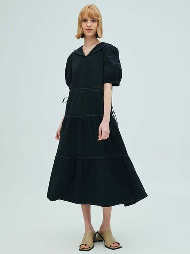 Sailor Collar Tiered Maxi Dress_Navy - OPENING SUNSHINE - Modalova