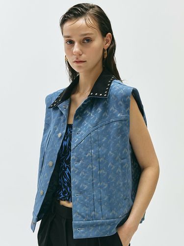 Logo Pattern Jacquard Vest _ Blue - MMIC - Modalova