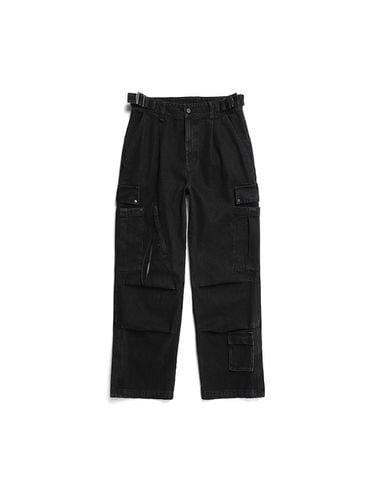 Washed Denim Wide Leg Cargo Pants - ILLEDIT - Modalova