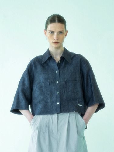 Cropped Linen Shirt_Blue - AEER - Modalova