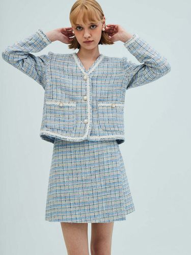 Check Tweed Wrap Shorts_Blue - OPENING SUNSHINE - Modalova