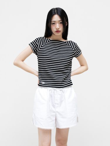 Boat Neck Pima Cotton T-Shirt_Black - oneninenineone - Modalova