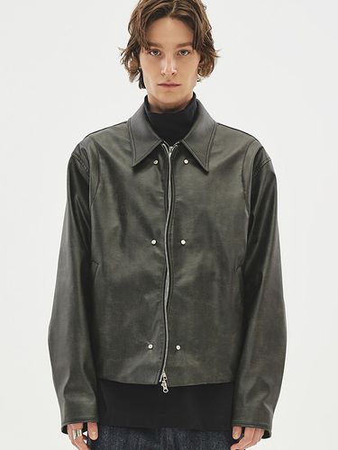 Vegan Leather Wavy Blouson Jacket _ - MMIC - Modalova