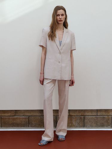 Summer Linen Tuck Semi-wide Trousers - Et demain - Modalova