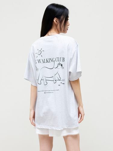 Dog Back Printing Over Fit T-Shirt_Melange Gray - oneninenineone - Modalova